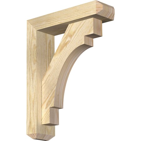 Ekena Millwork Merced Craftsman Rough Sawn Bracket w/ Offset Brace, Douglas Fir, 4"W x 14"D x 18"H BKT0402X14X18MRC04RDF